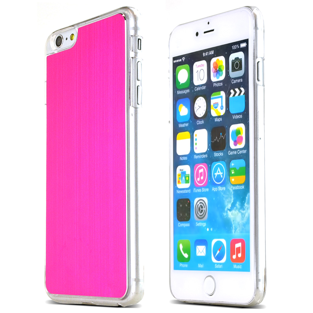 Apple iPhone 6 Plus (5.5 inch) Hot Pink Back with Aluminum Metal Border
