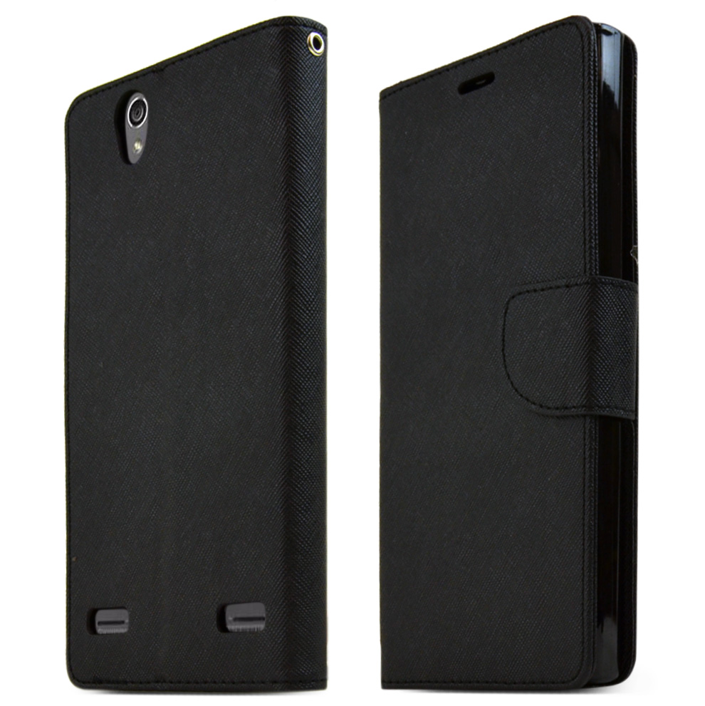 UPC 803215112847 product image for Zte Lever Z936l Case, [black] Luxury Faux Leather Saffiano Texture Front Flip Co | upcitemdb.com